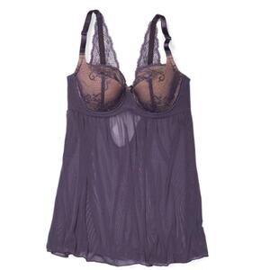 Adore Me Ella Contour‎ Plus Purple Babydoll Lingerie NWT 40D